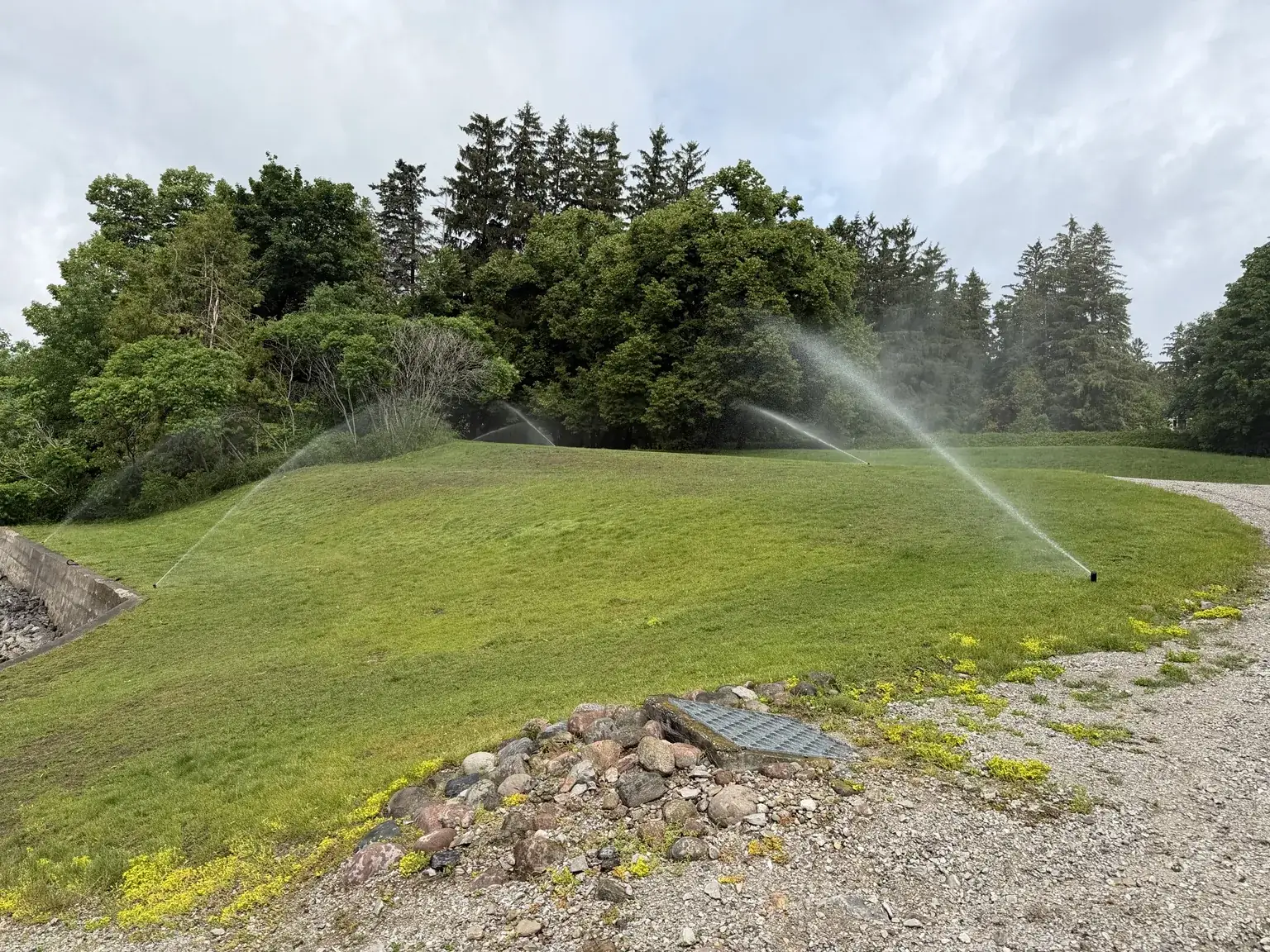 Irrigation system running across a large property