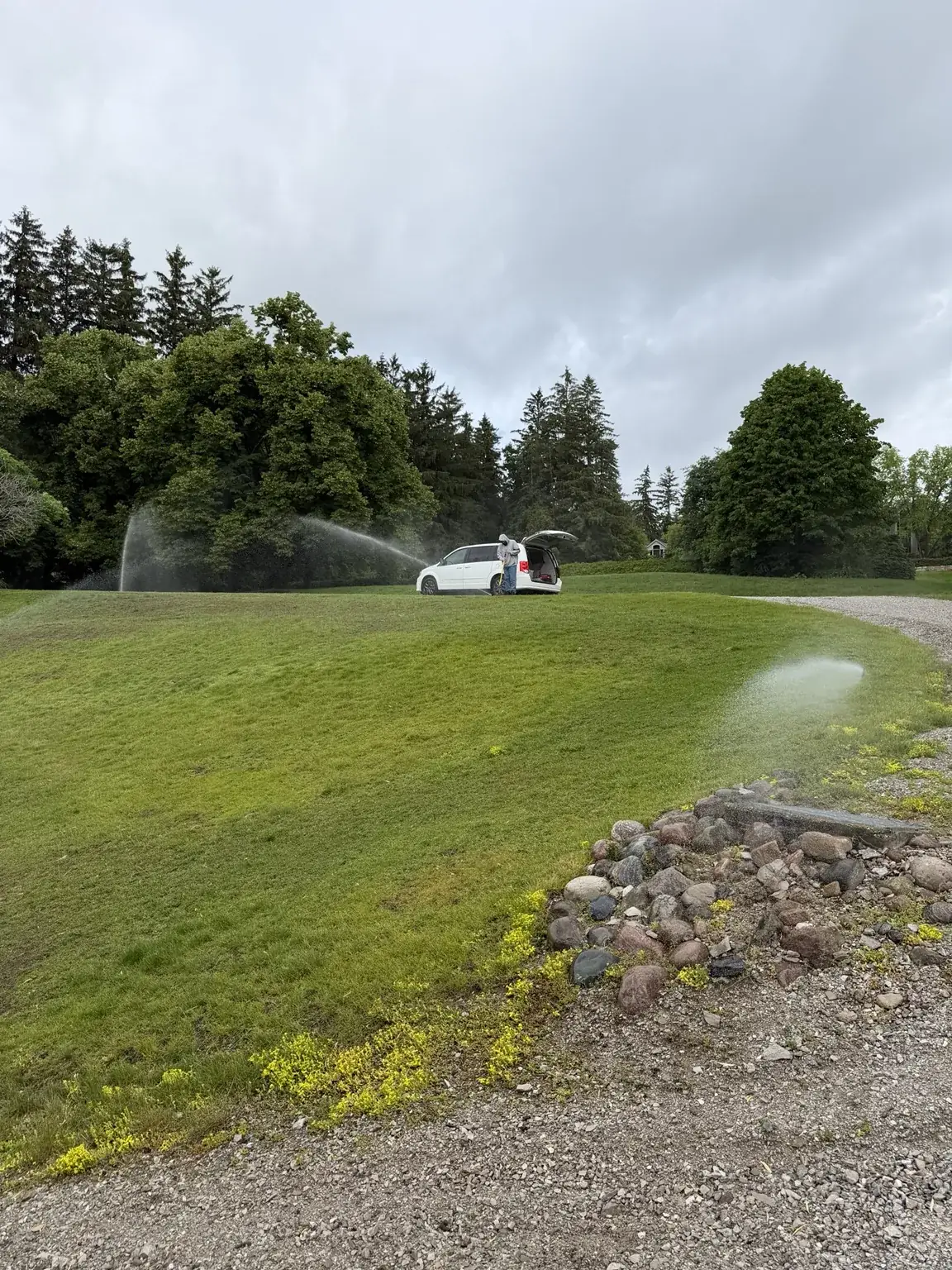 JTS irrigation system operating on a large lawn